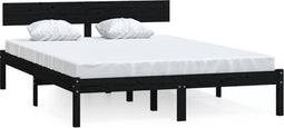 vidaXL - Bedframe - massief - grenenhout - zwart - 120x200 - cm