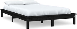 vidaXL - Bedframe - massief - grenenhout - zwart - 135x190 - cm