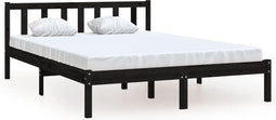 vidaXL - Bedframe - massief - grenenhout - zwart - 140x190 - cm