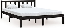 vidaXL - Bedframe - massief - grenenhout - zwart - 140x200 - cm