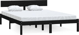 vidaXL - Bedframe - massief - grenenhout - zwart - 150x200 - cm