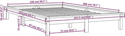 vidaXL - Bedframe - massief - grenenhout - zwart - 150x200 - cm