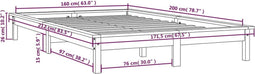 vidaXL - Bedframe - massief - grenenhout - zwart - 160x200 - cm