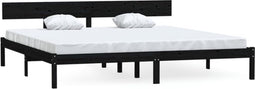 vidaXL - Bedframe - massief - grenenhout - zwart - 180x200 - cm