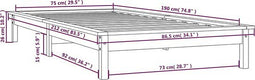 vidaXL - Bedframe - massief - grenenhout - zwart - 75x190 - cm
