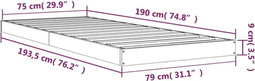vidaXL - Bedframe - massief - grenenhout - zwart - 75x190 - cm