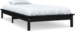 vidaXL - Bedframe - massief - grenenhout - zwart - 90x200 - cm