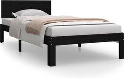 vidaXL - Bedframe - massief - grenenhout - zwart - 90x200 - cm
