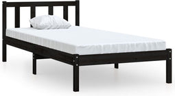 vidaXL - Bedframe - massief - grenenhout - zwart - 90x200 - cm