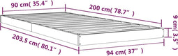 vidaXL - Bedframe - massief - grenenhout - zwart - 90x200 - cm