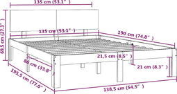 vidaXL - Bedframe - massief - hout - 135x190 - cm