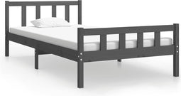 vidaXL - Bedframe - massief - hout - grijs - 100x200 - cm