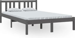 vidaXL - Bedframe - massief - hout - grijs - 120x200 - cm