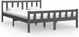 vidaXL - Bedframe - massief - hout - grijs - 120x200 - cm