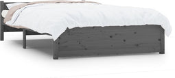 vidaXL - Bedframe - massief - hout - grijs - 135x190 - cm