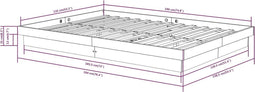 vidaXL - Bedframe - massief - hout - grijs - 135x190 - cm