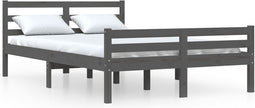 vidaXL - Bedframe - massief - hout - grijs - 140x200 - cm