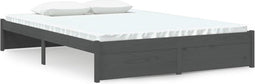 vidaXL - Bedframe - massief - hout - grijs - 140x200 - cm