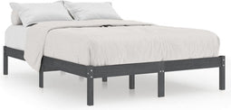 vidaXL - Bedframe - massief - hout - grijs - 150x200 - cm