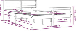 vidaXL - Bedframe - massief - hout - grijs - 160x200 - cm