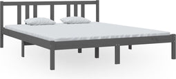 vidaXL - Bedframe - massief - hout - grijs - 160x200 - cm
