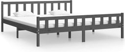 vidaXL - Bedframe - massief - hout - grijs - 180x200 - cm