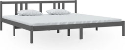 vidaXL - Bedframe - massief - hout - grijs - 200x200 - cm