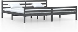 vidaXL - Bedframe - massief - hout - grijs - 200x200 - cm