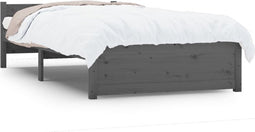 vidaXL - Bedframe - massief - hout - grijs - 75x190 - cm