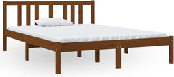 vidaXL - Bedframe - massief - hout - honingbruin - 135x190 - cm