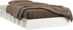 vidaXL - Bedframe - massief - hout - wit - 100x200 - cm