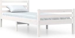 vidaXL - Bedframe - massief - hout - wit - 100x200 - cm