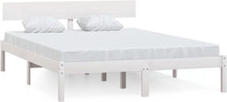vidaXL - Bedframe - massief - hout - wit - 120x190 - cm