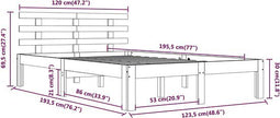 vidaXL - Bedframe - massief - hout - wit - 120x190 - cm
