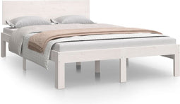 vidaXL - Bedframe - massief - hout - wit - 120x190 - cm