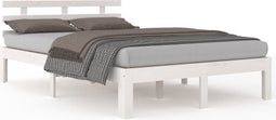 vidaXL - Bedframe - massief - hout - wit - 120x200 - cm