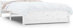 vidaXL - Bedframe - massief - hout - wit - 135x190 - cm