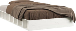 vidaXL - Bedframe - massief - hout - wit - 135x190 - cm