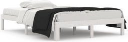vidaXL - Bedframe - massief - hout - wit - 135x190 - cm