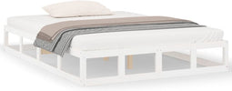 vidaXL - Bedframe - massief - hout - wit - 135x190 - cm
