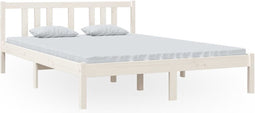 vidaXL - Bedframe - massief - hout - wit - 140x200 - cm