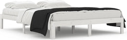 vidaXL - Bedframe - massief - hout - wit - 150x200 - cm
