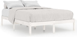 vidaXL - Bedframe - massief - hout - wit - 150x200 - cm