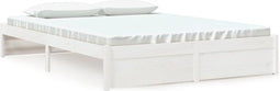 vidaXL - Bedframe - massief - hout - wit - 150x200 - cm