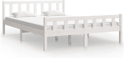 vidaXL - Bedframe - massief - hout - wit - 150x200 - cm