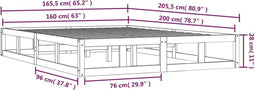 vidaXL - Bedframe - massief - hout - wit - 160x200 - cm