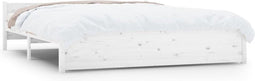 vidaXL - Bedframe - massief - hout - wit - 160x200 - cm