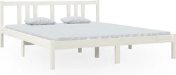 vidaXL - Bedframe - massief - hout - wit - 160x200 - cm
