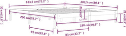 vidaXL - Bedframe - massief - hout - wit - 180x200 - cm