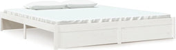 vidaXL - Bedframe - massief - hout - wit - 180x200 - cm